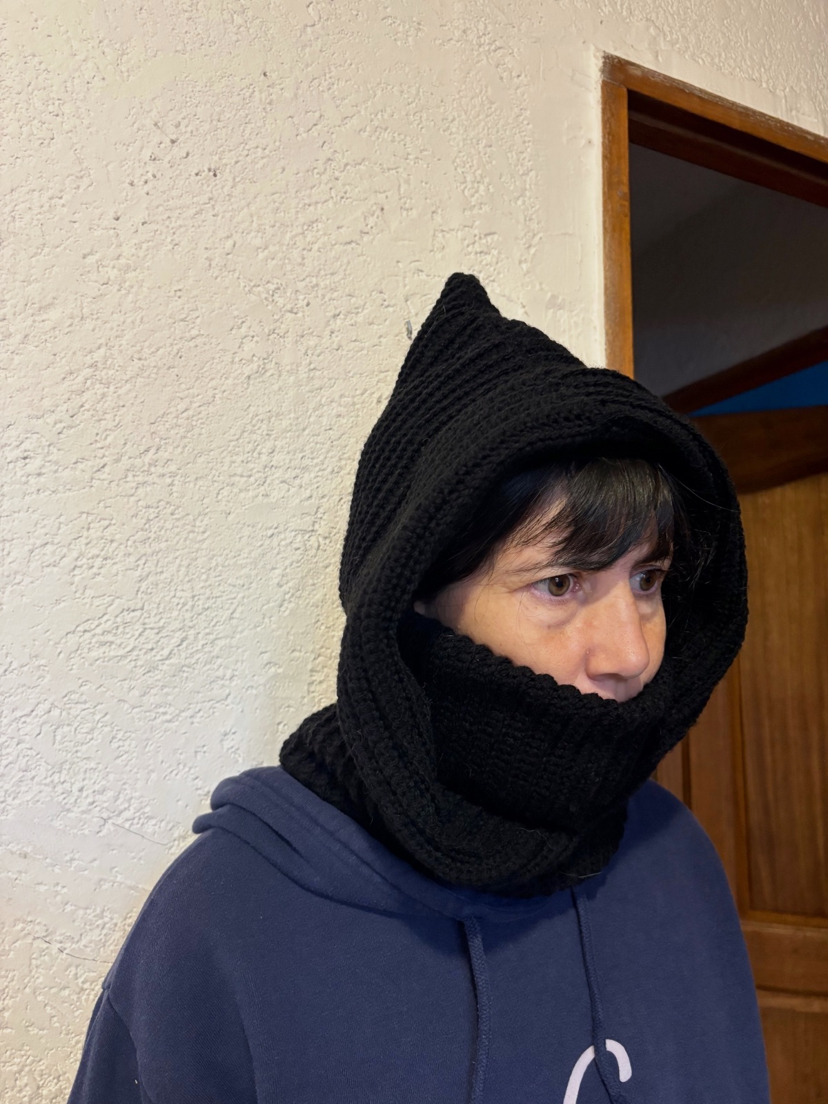 Cagoule + snood noir tricoté fait main adulte  – Sans marque – taille Taille unique 2