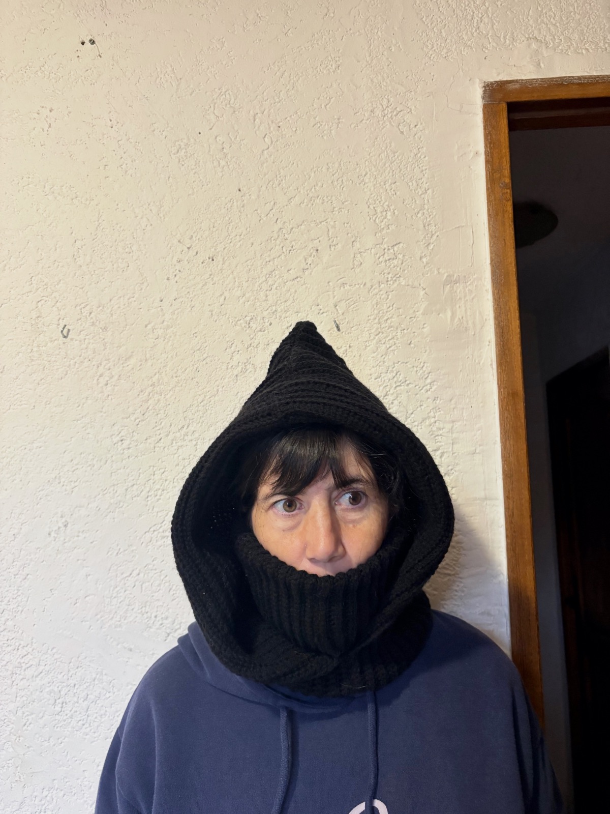 Cagoule + snood noir tricoté fait main adulte  – Sans marque – taille Taille unique 3