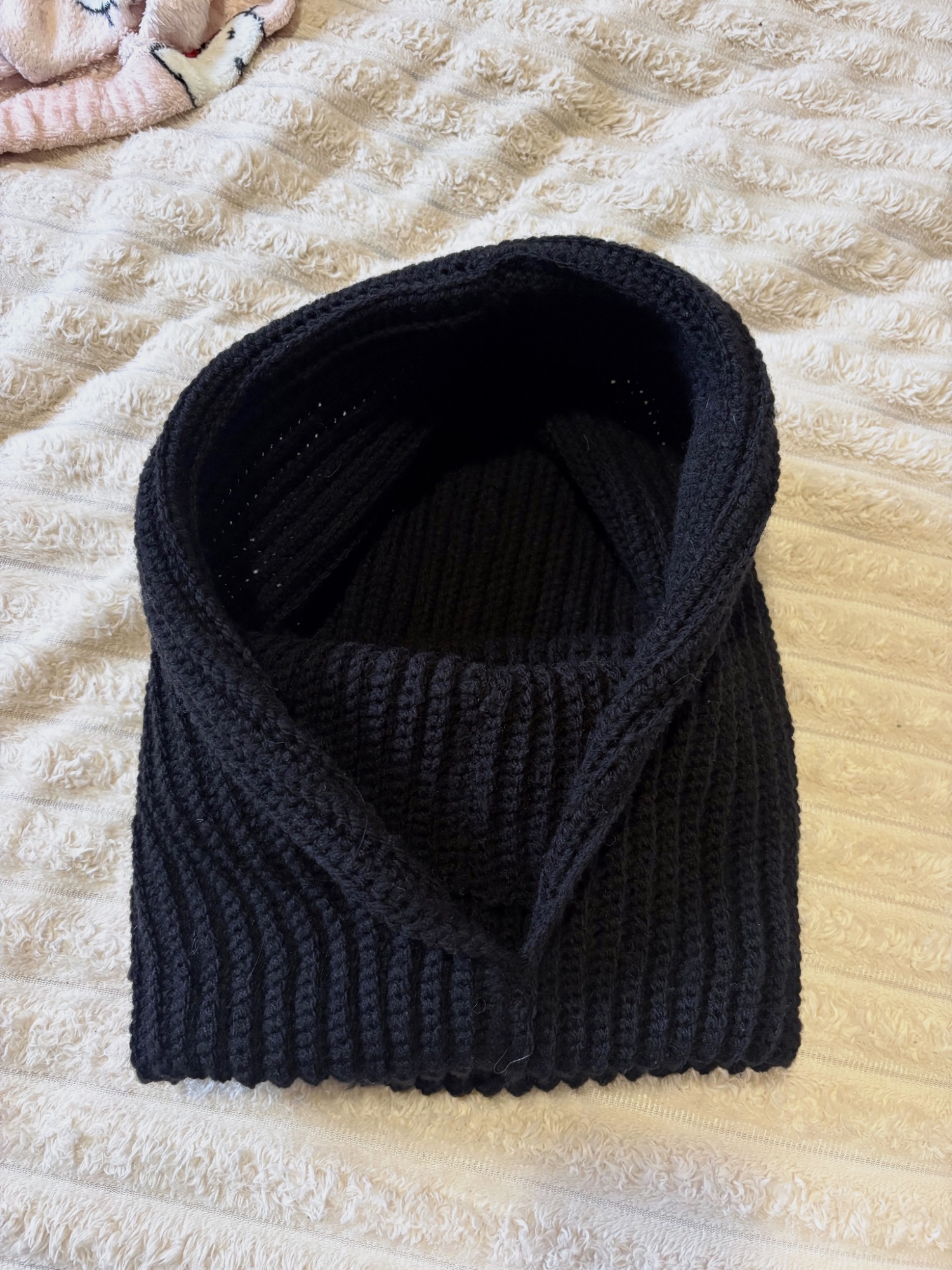 Cagoule + snood noir tricoté fait main adulte 
