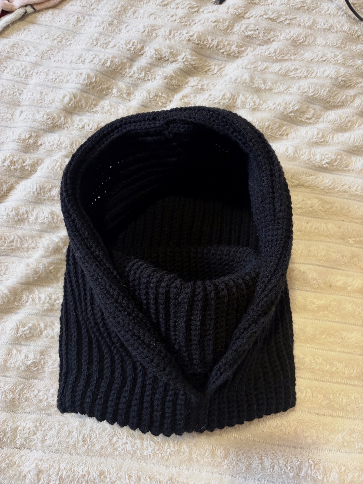 Cagoule + snood noir tricoté fait main adulte  – Sans marque – taille Taille unique 5