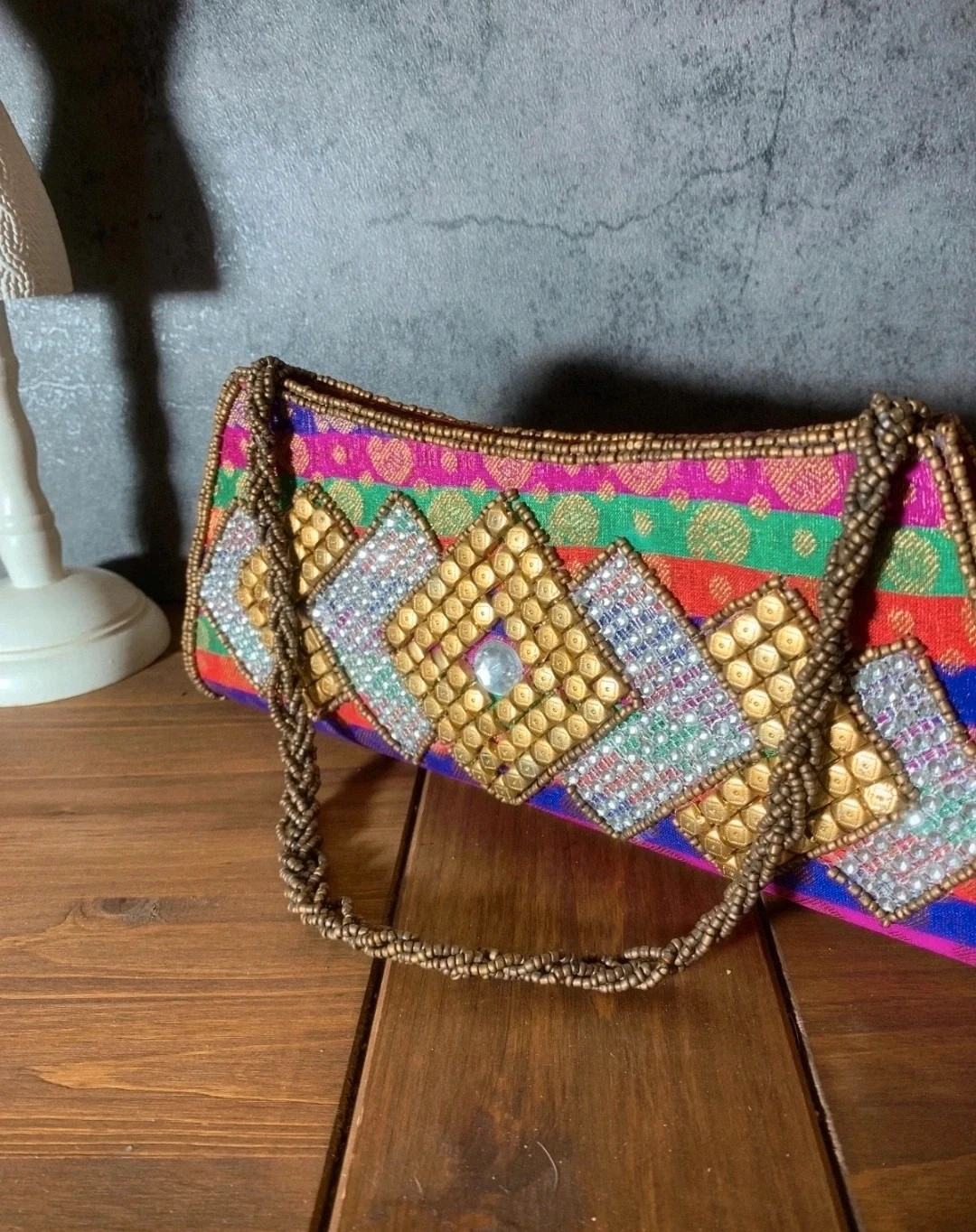 Bolso De Fiesta Hecho A Mano Morado | Handmade Party Bag Hippie Style 5