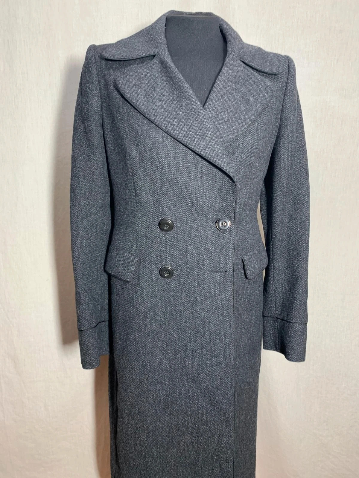 Abrigo largo cruzado de lana gris | Grey wool double-breasted coat | Massimo Dutti – Massimo Dutti – taille L / 40 / 12 3
