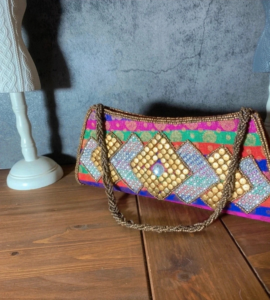 Bolso De Fiesta Hecho A Mano Morado | Handmade Party Bag Hippie Style 4