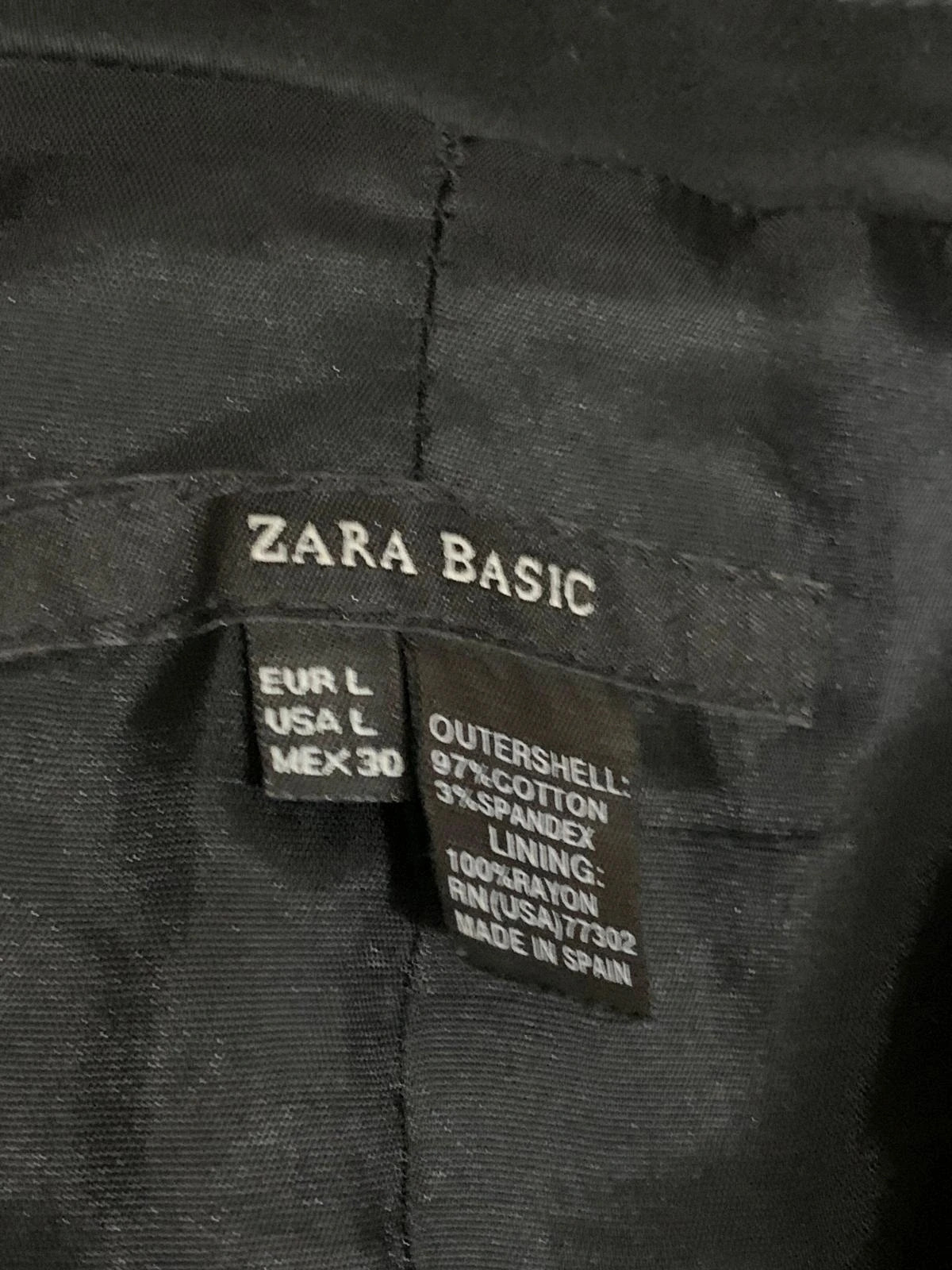 Blazer negra entallada de algodón con un botón | Black fitted blazer | Zara – Zara – taille L / 40 / 12 5
