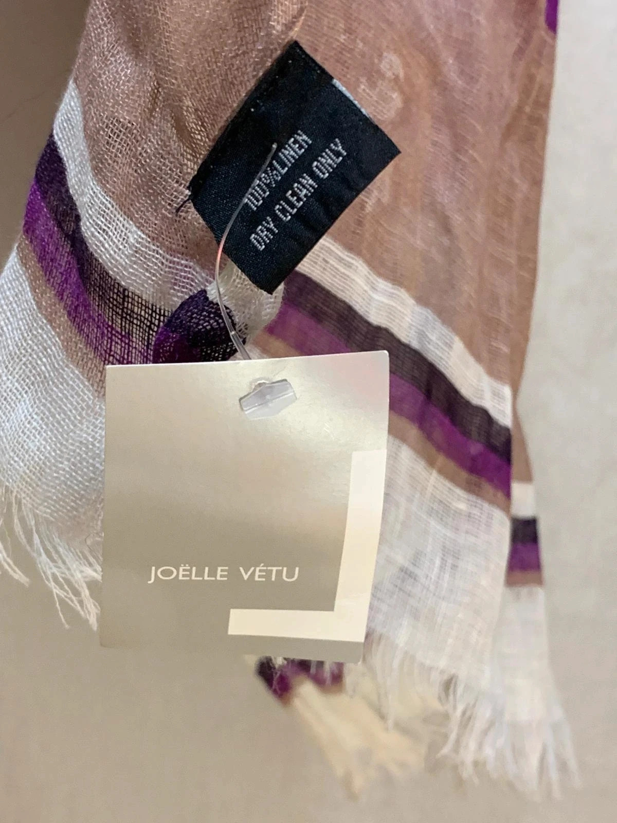 Pañuelo / Fular 100% lino a rayas moradas | 100% linen striped scarf 5