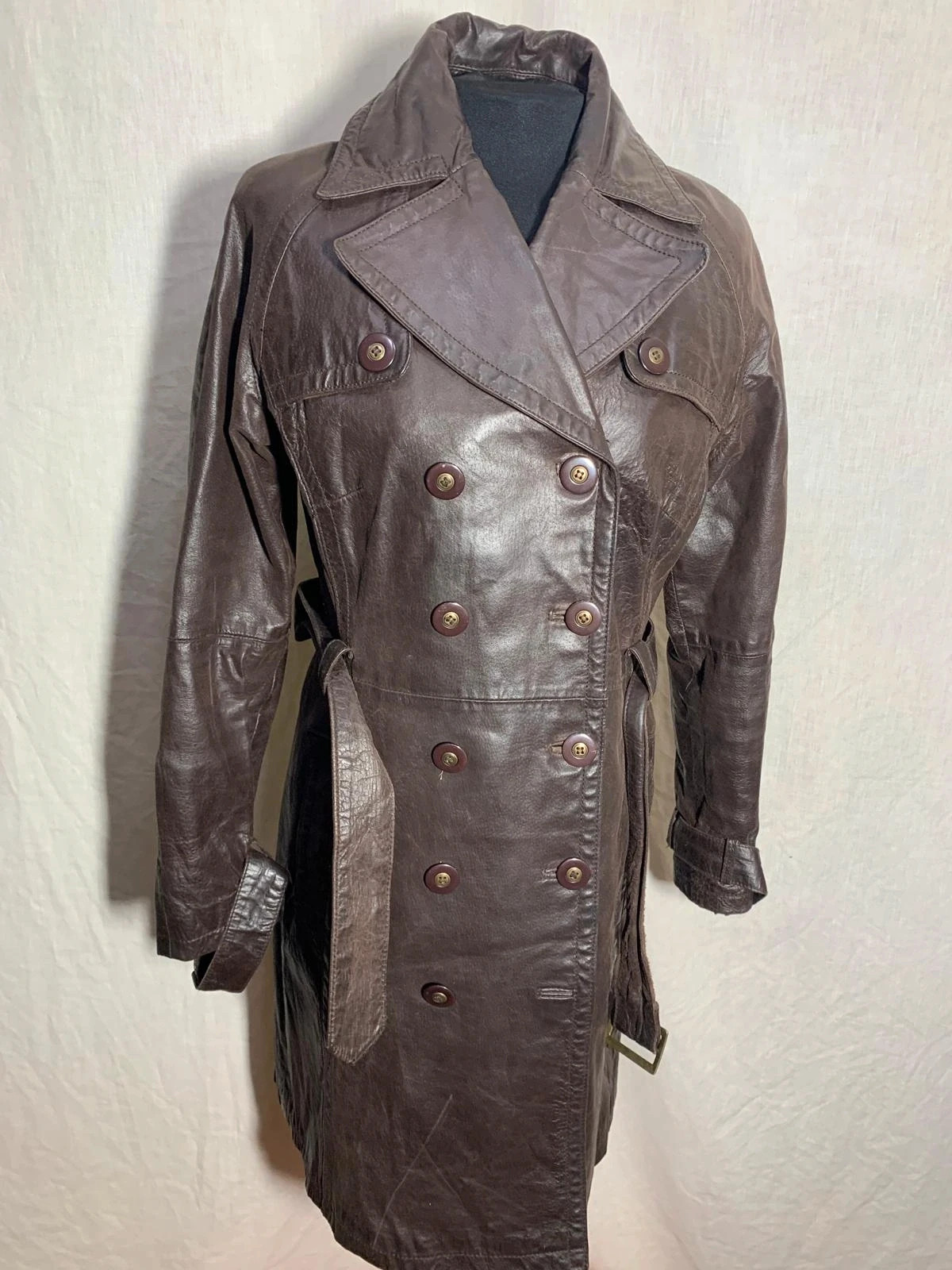 Gabardina de piel en color marrón | Brown leather trench coat | FRN – FRN – taille M / 38 / 10 3