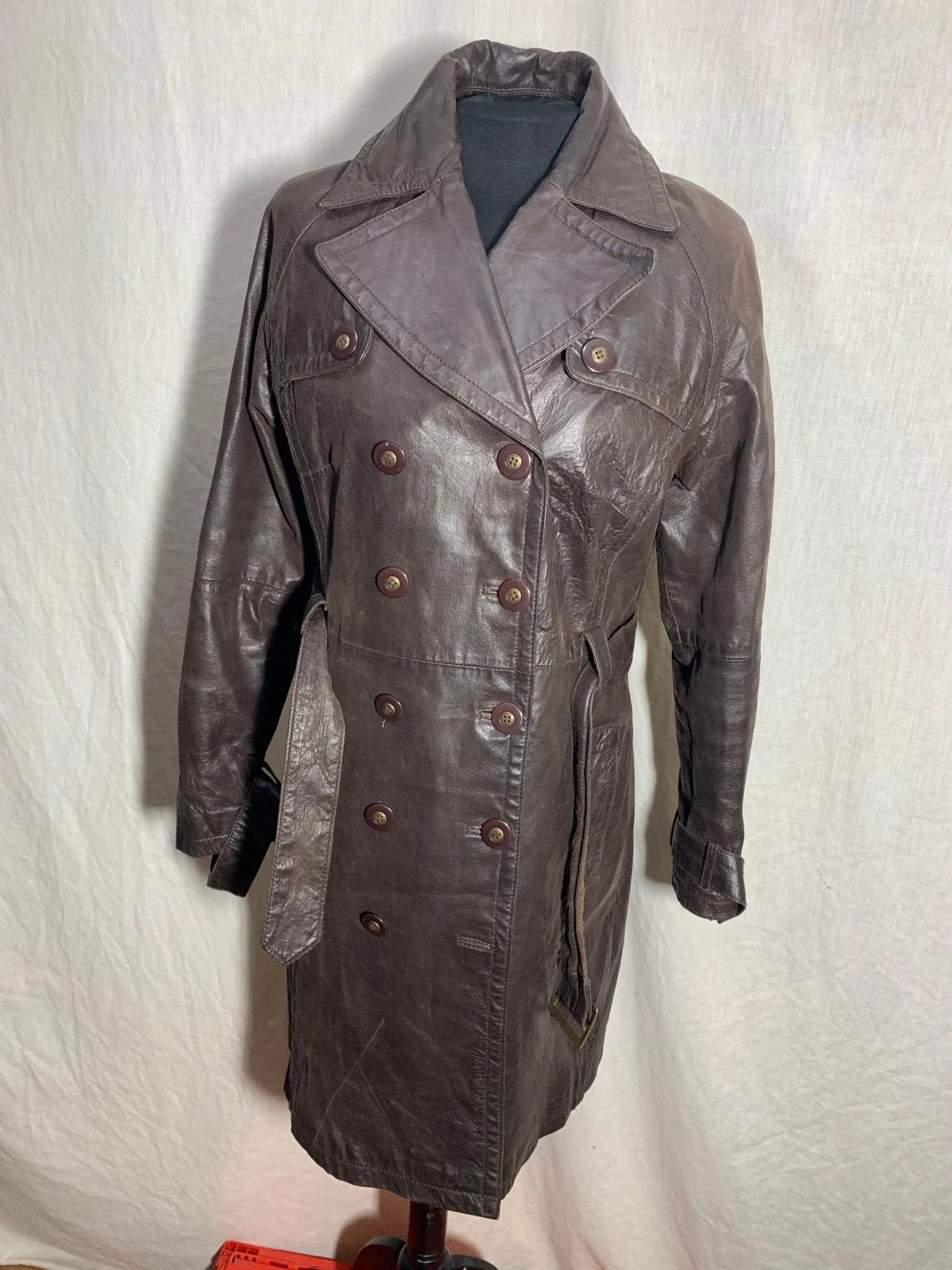 Gabardina de piel en color marrón | Brown leather trench coat | FRN – FRN – taille M / 38 / 10 5