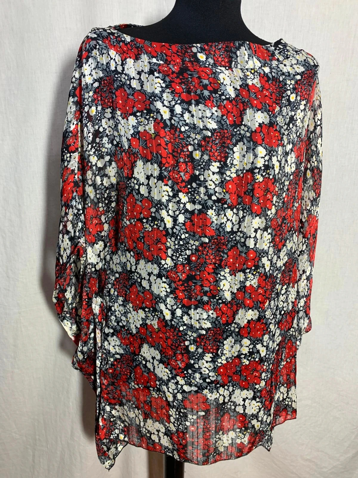 Blusa holgada de gasa plisada con estampado floral | Floral pleated chiffon blouse | Fresa – taille M / 38 / 10 4