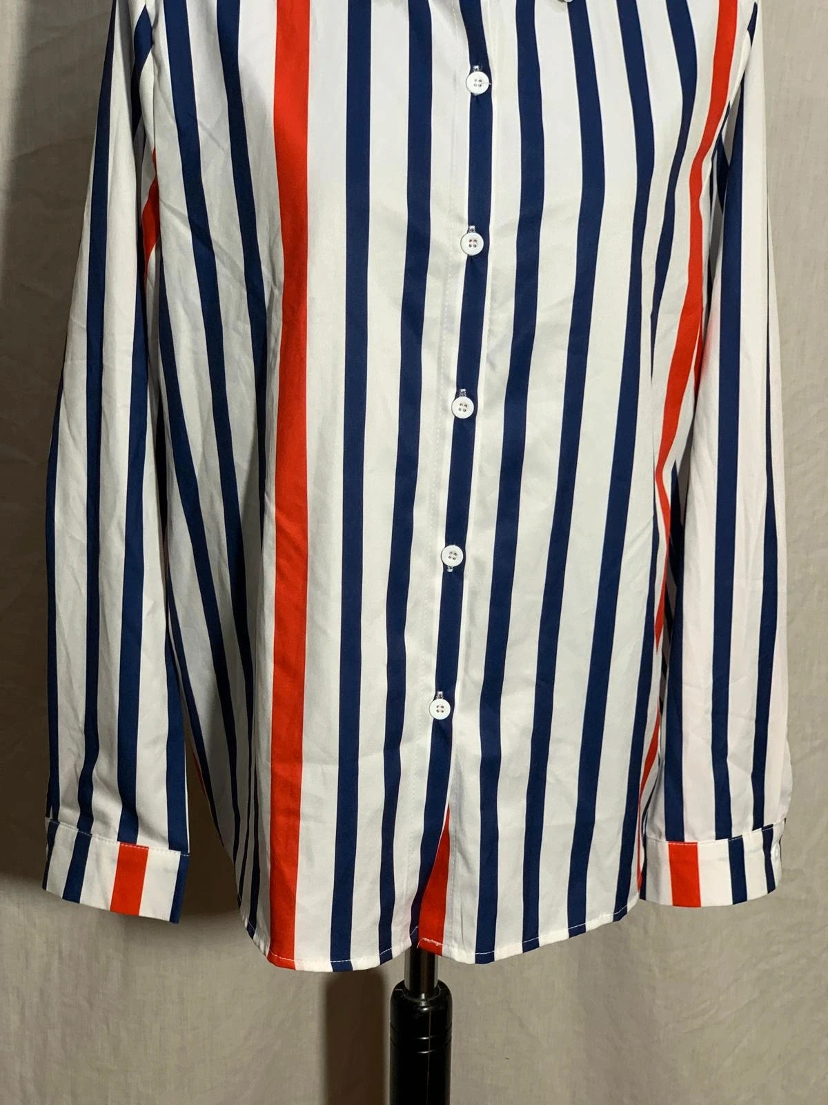 Camisa a rayas de manga larga | Long sleeve striped shirt – Vintage Dressing – taille XL / 42 / 14 5