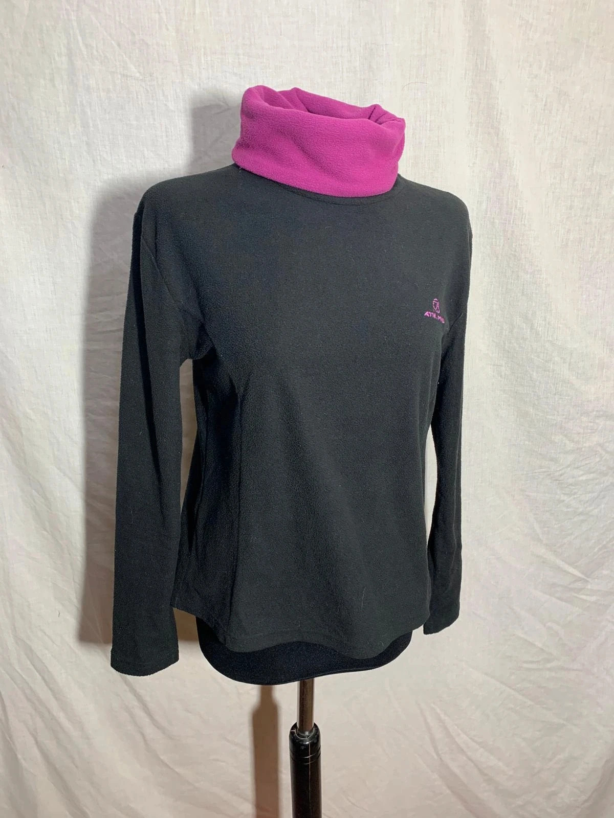 Sudadera polar cuello alto | Black fleece turtleneck sweatshirt | Ath Mina – Vintage Dressing – taille S / 36 / 8 3