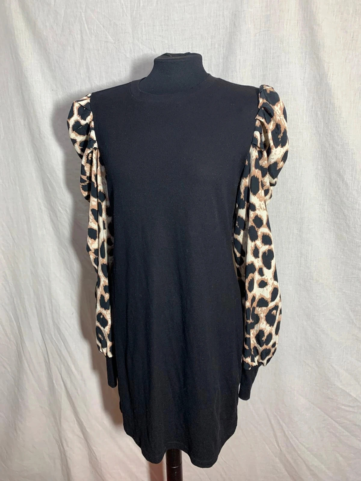 Vestido negro mangas leopardo | Black dress leopard sleeves | Shein – Shein – taille XL / 42 / 14 4