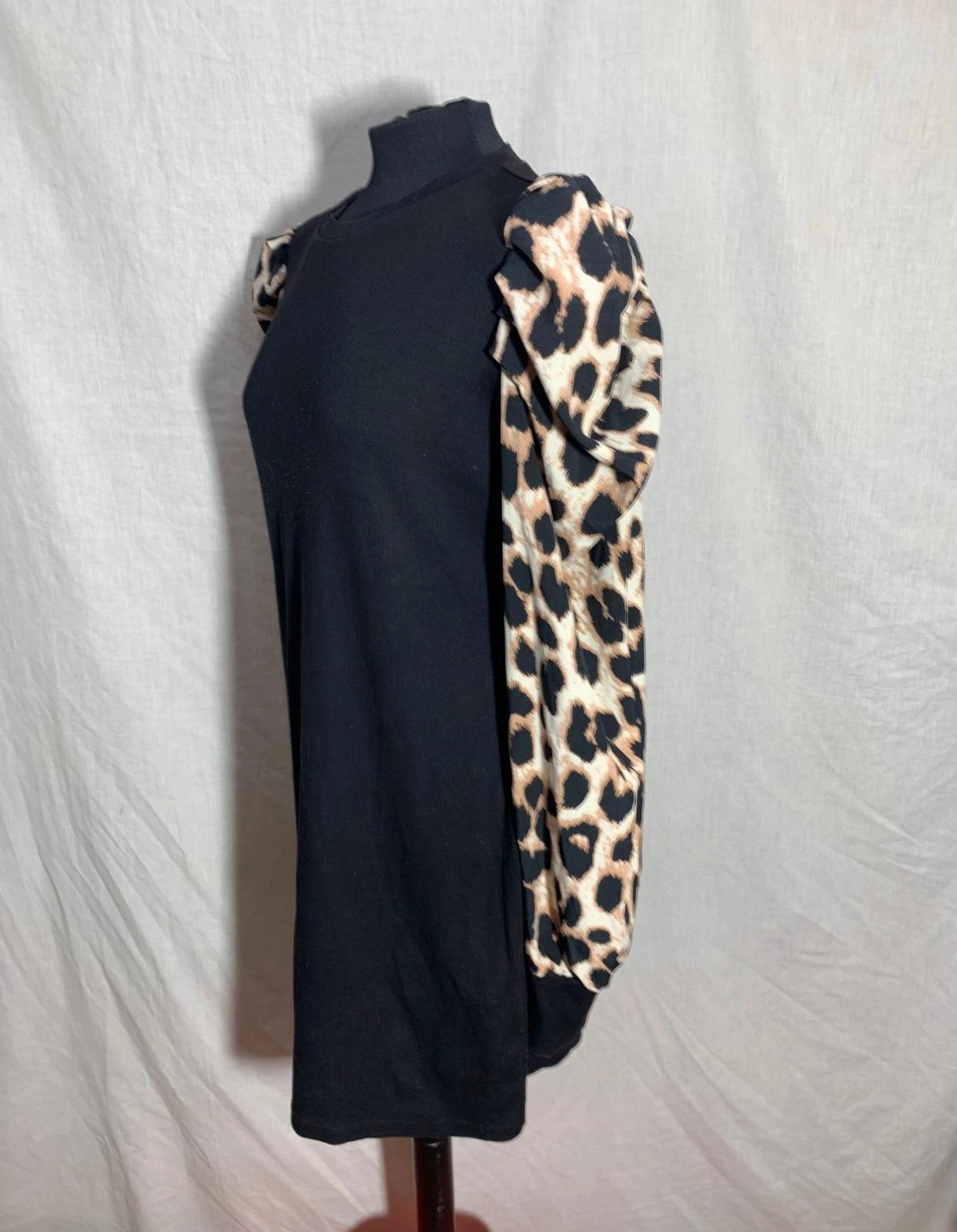 Vestido negro mangas leopardo | Black dress leopard sleeves | Shein – Shein – taille XL / 42 / 14 3