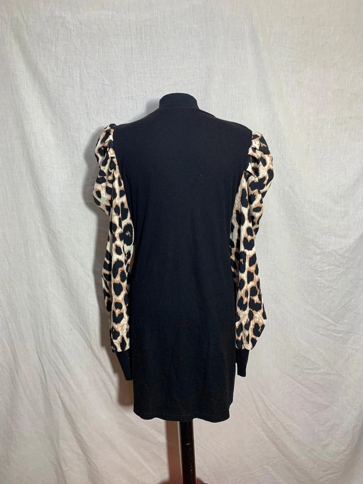 Vestido negro mangas leopardo | Black dress leopard sleeves | Shein – Shein – taille XL / 42 / 14 2