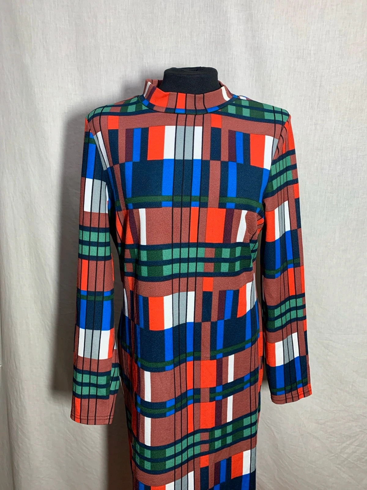Vestido largo multicolor de manga larga | Multicolor geometric maxi dress – Vintage Dressing – taille XL / 42 / 14 3