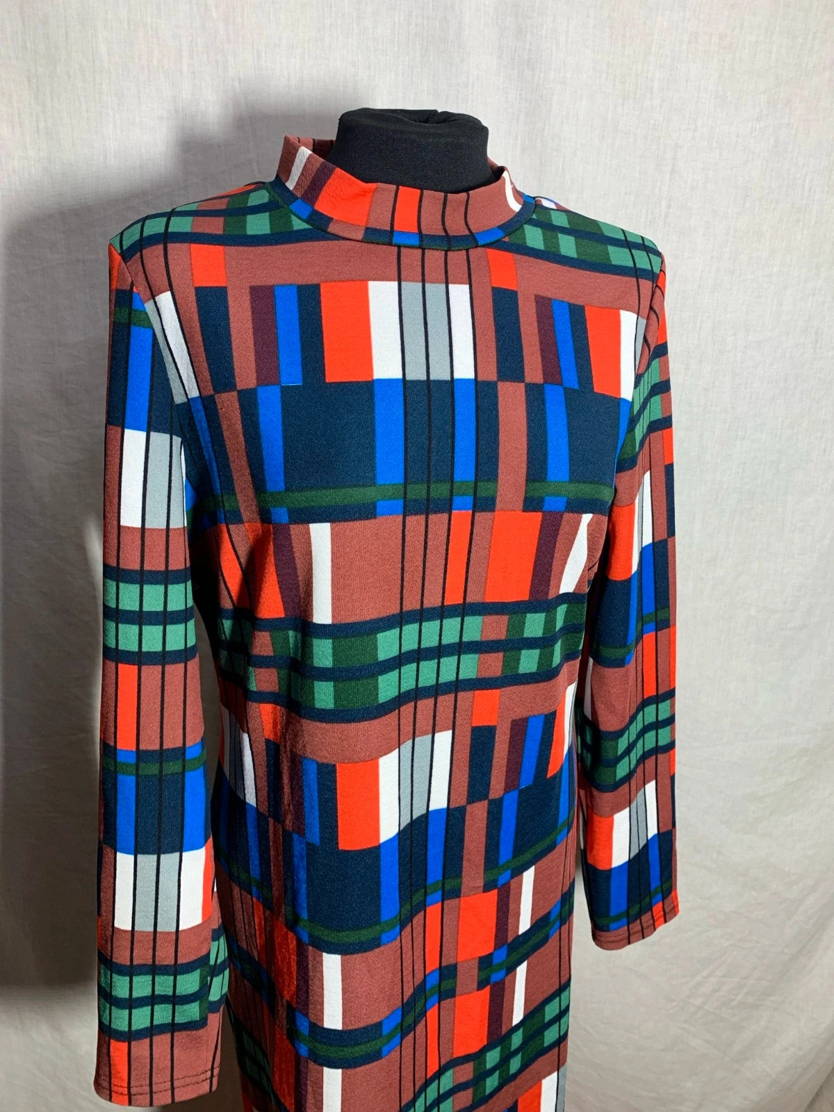 Vestido largo multicolor de manga larga | Multicolor geometric maxi dress – Vintage Dressing – taille XL / 42 / 14 4