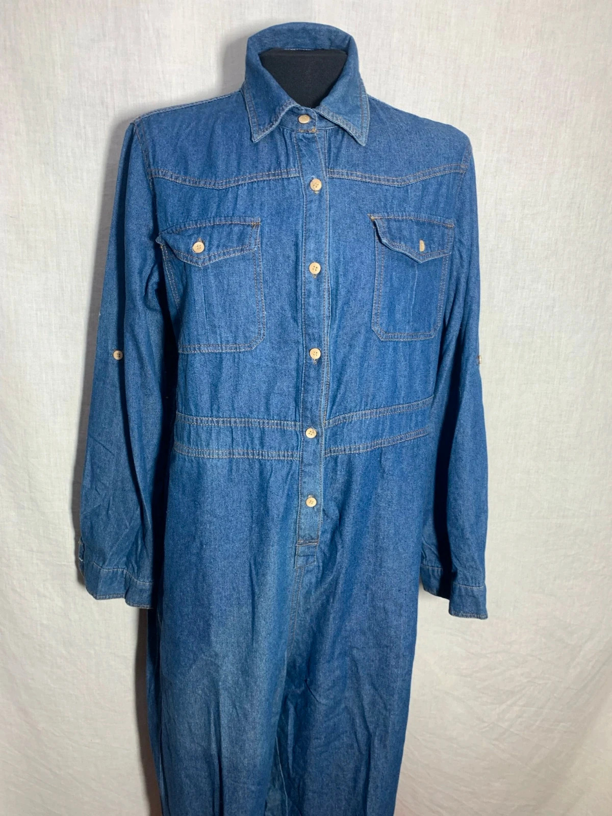 Mono largo vaquero azul de manga larga | Blue denim long sleeve jumpsuit | Kelrebec – Kelrebec – taille XXL / 44 / 16 3