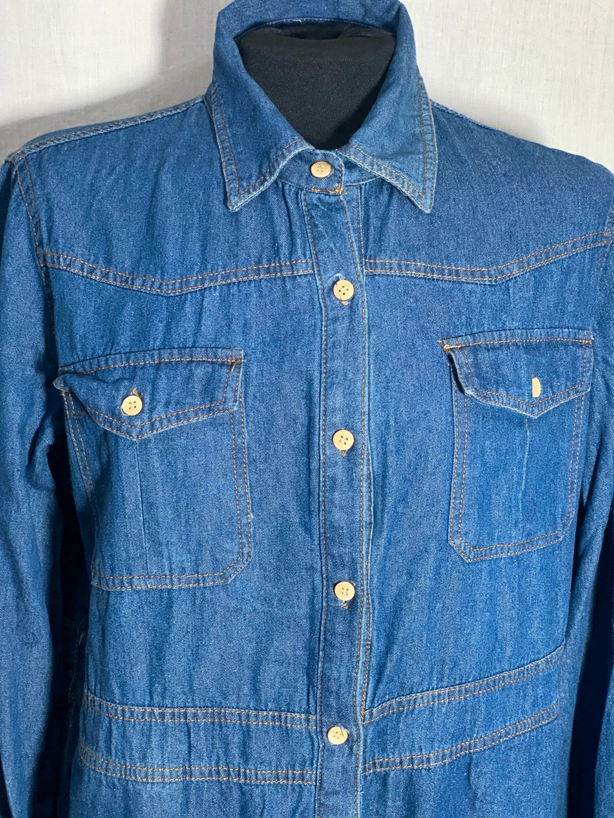 Mono largo vaquero azul de manga larga | Blue denim long sleeve jumpsuit | Kelrebec – Kelrebec – taille XXL / 44 / 16 4