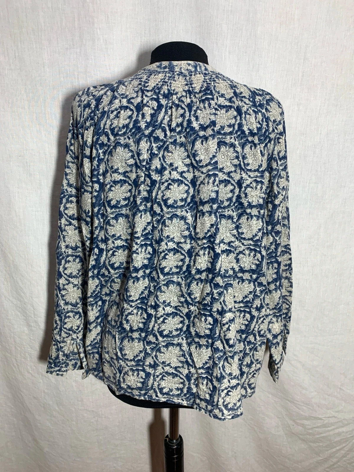 Blusa Azul y Blanca con Estampado Étnico | Blue and White Ethnic Print Blouse | Mango – Mango – taille L / 40 / 12 2