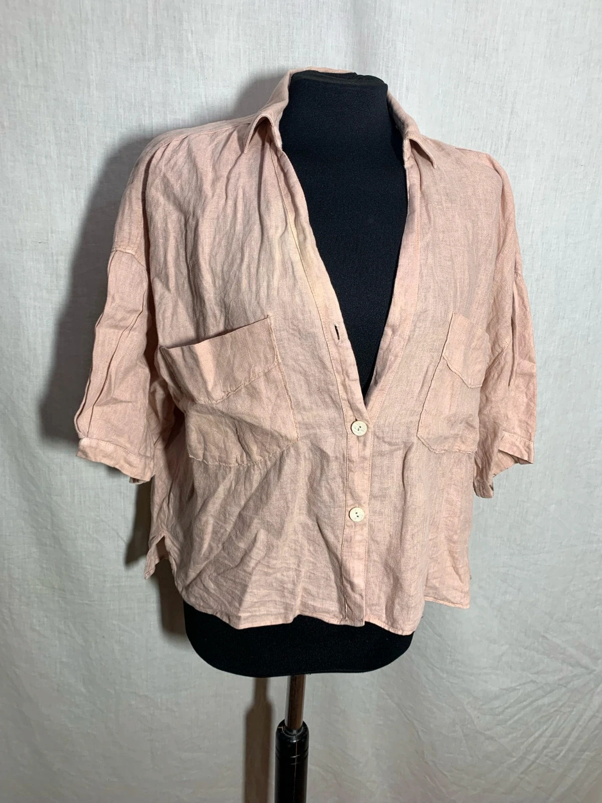 Camisa Rosa de Manga Corta | Pastel Pink Short Sleeve Shirt | Zara – Zara – taille L / 40 / 12 4