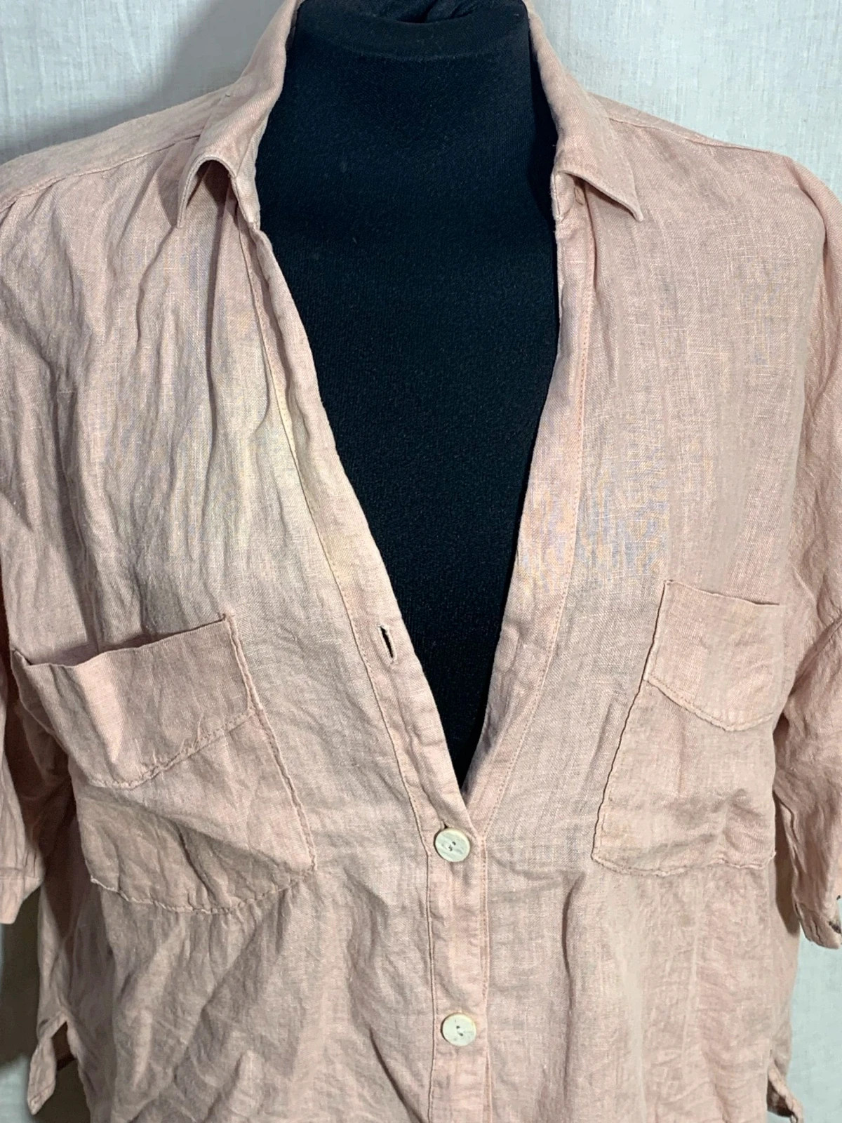 Camisa Rosa de Manga Corta | Pastel Pink Short Sleeve Shirt | Zara – Zara – taille L / 40 / 12 5