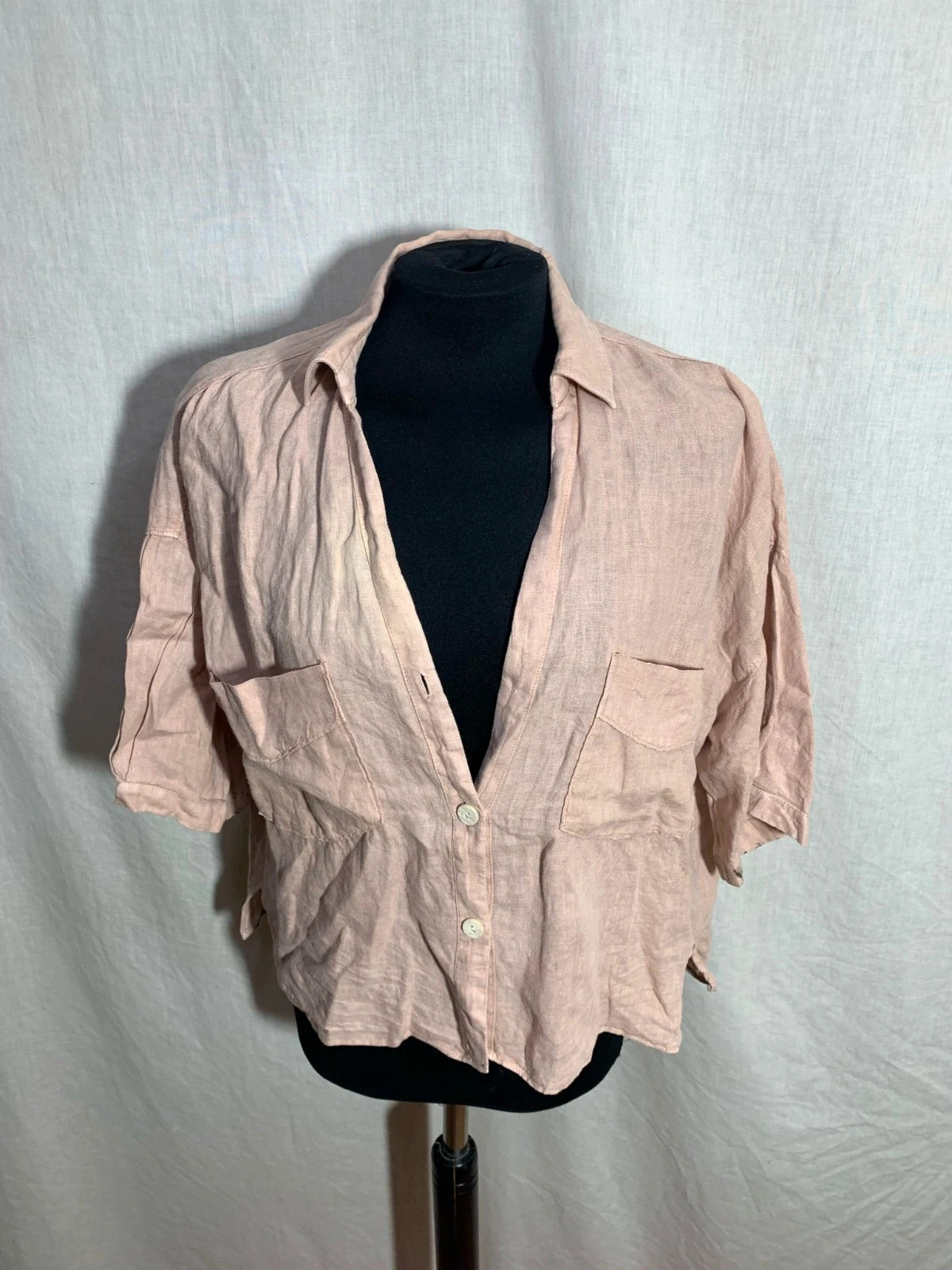 Camisa Rosa de Manga Corta | Pastel Pink Short Sleeve Shirt | Zara – Zara – taille L / 40 / 12 3