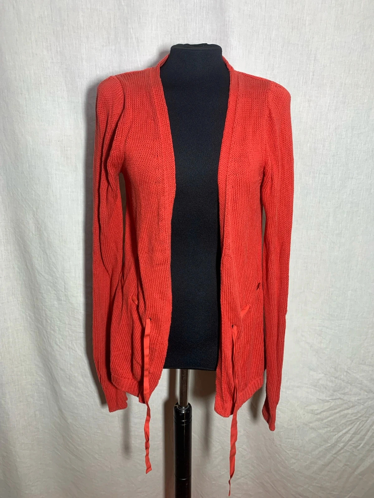 Chaqueta de Punto Calado Roja | Red Open Knit Cardigan | Massimo Dutti