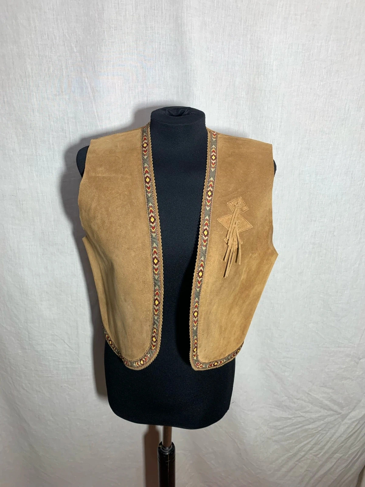 Chaleco de Piel Marrón con Bordados | Brown Leather Vest with Embroidery | Gianni Zenna – Vintage Dressing – taille L / 40 / 12 3
