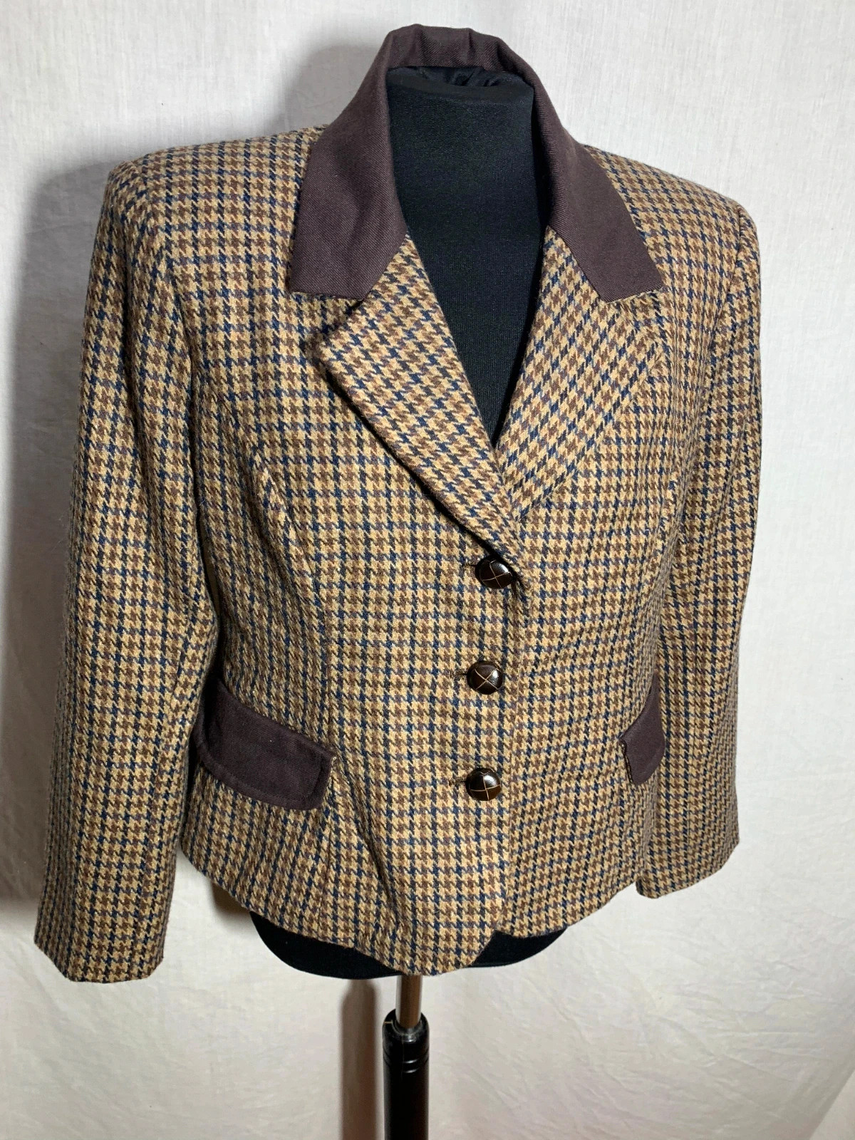 Chaqueta Pata de Gallo con Coderas | Houndstooth Blazer with Elbow Patches – Vintage Dressing – taille L / 40 / 12 3