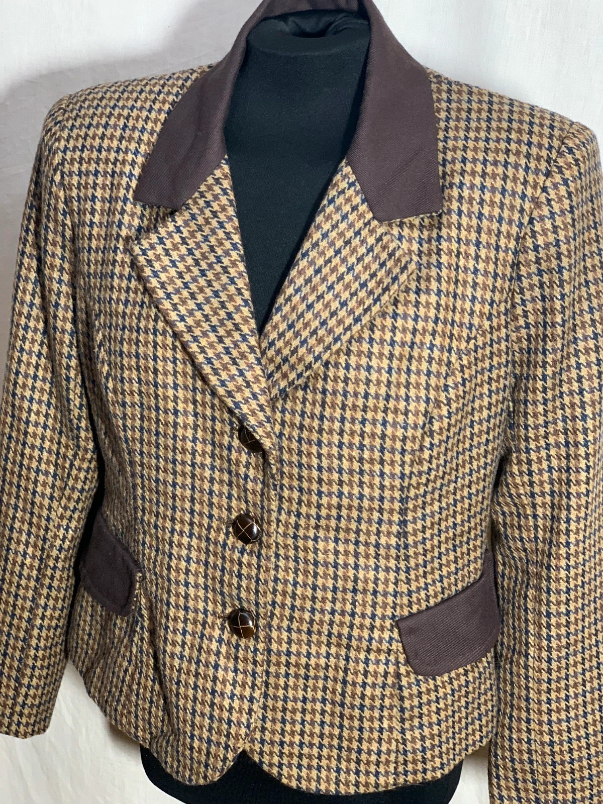 Chaqueta Pata de Gallo con Coderas | Houndstooth Blazer with Elbow Patches – Vintage Dressing – taille L / 40 / 12 4