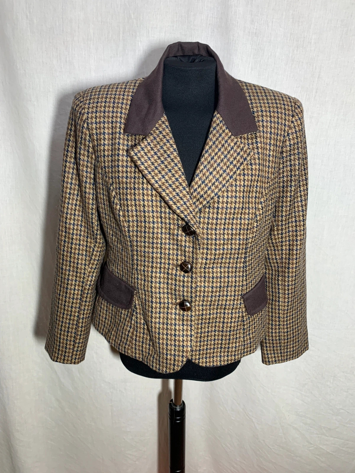 Chaqueta Pata de Gallo con Coderas | Houndstooth Blazer with Elbow Patches – Vintage Dressing – taille L / 40 / 12