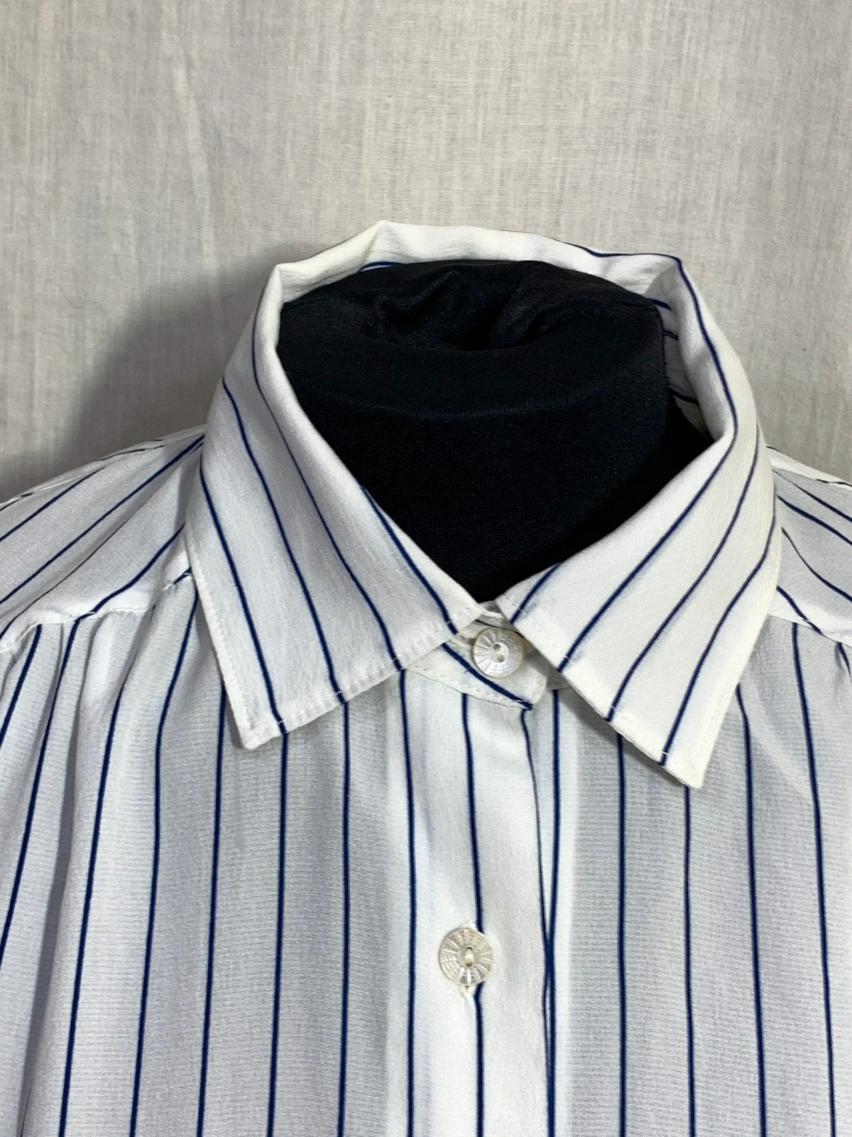 Camisa Blanca a Rayas Azules | White Striped Shirt – Vintage Dressing – taille L / 40 / 12 5