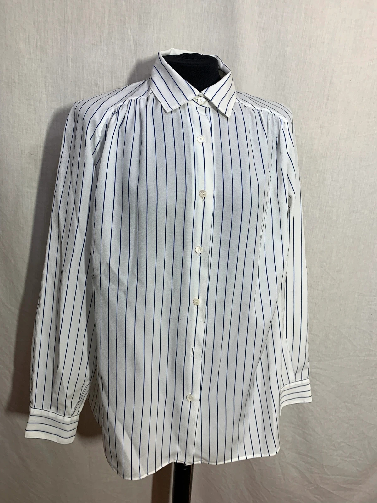 Camisa Blanca a Rayas Azules | White Striped Shirt – Vintage Dressing – taille L / 40 / 12 3