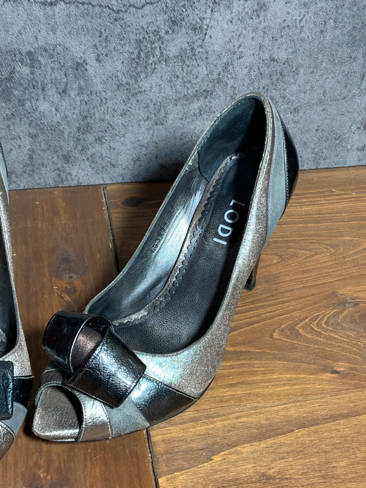 Zapato de tacón peep toe multicolor | Multicolor peep toe heels | Lodi – Vintage Dressing – taille 37 2
