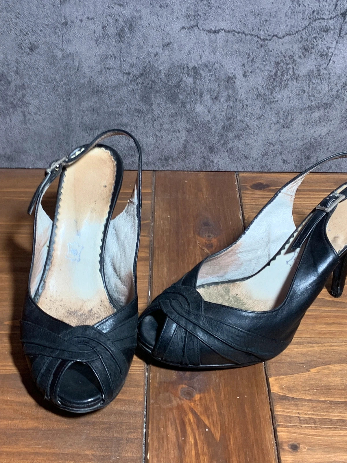 Sandalias de tacón peep toe negras | Black peep toe heel sandals – Vintage Dressing – taille 37 3