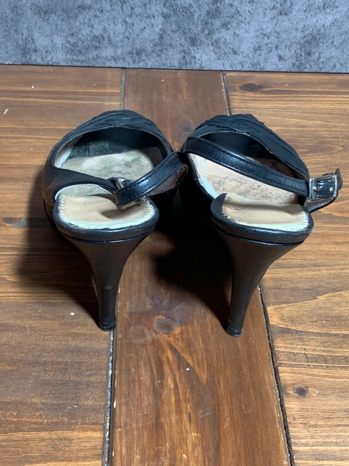 Sandalias de tacón peep toe negras | Black peep toe heel sandals – Vintage Dressing – taille 37 2