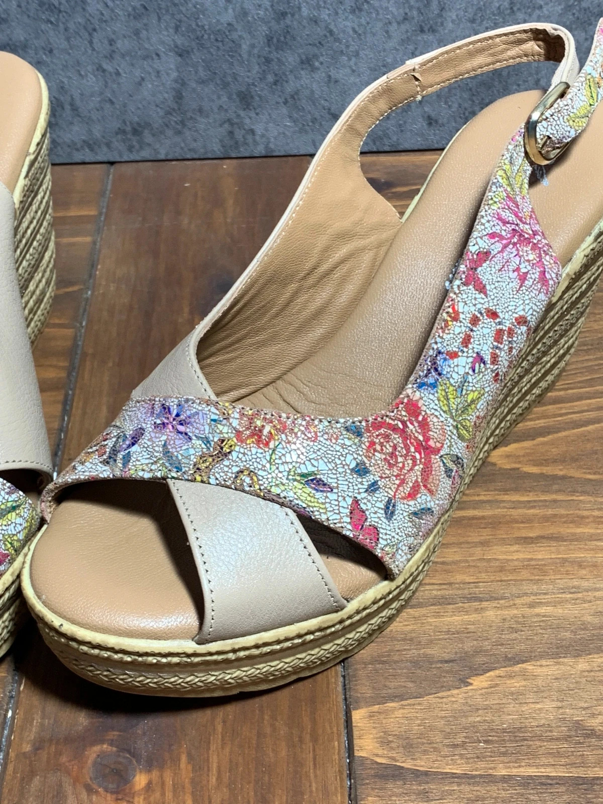 Sandalias de cuña florales | Floral wedge sandals – Fashion – taille 37 5
