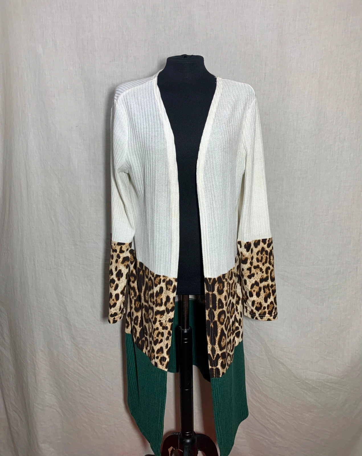 Chaqueta larga fina tricolor | Long thin tricolor cardigan | Shein – Shein – taille XL / 42 / 14