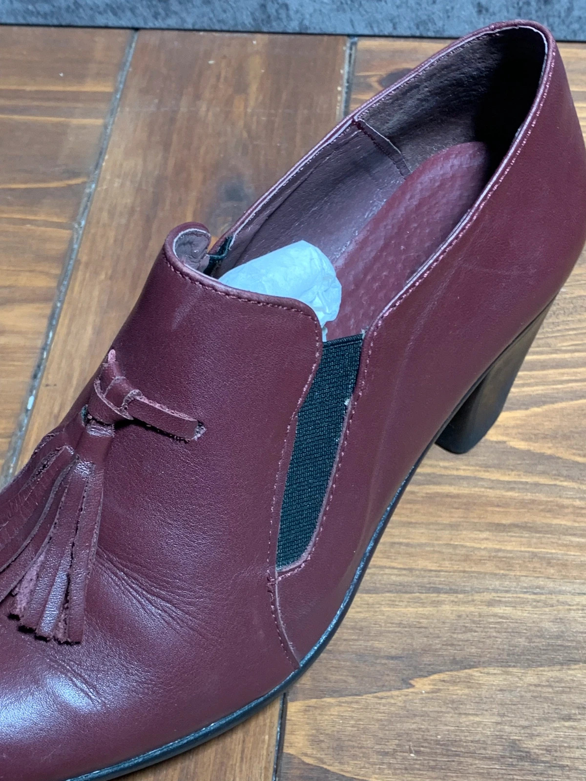 Zapatos de tacón burdeos con borlas | Burgundy tassel heeled shoes | Gashu – Vintage Dressing – taille 36 5
