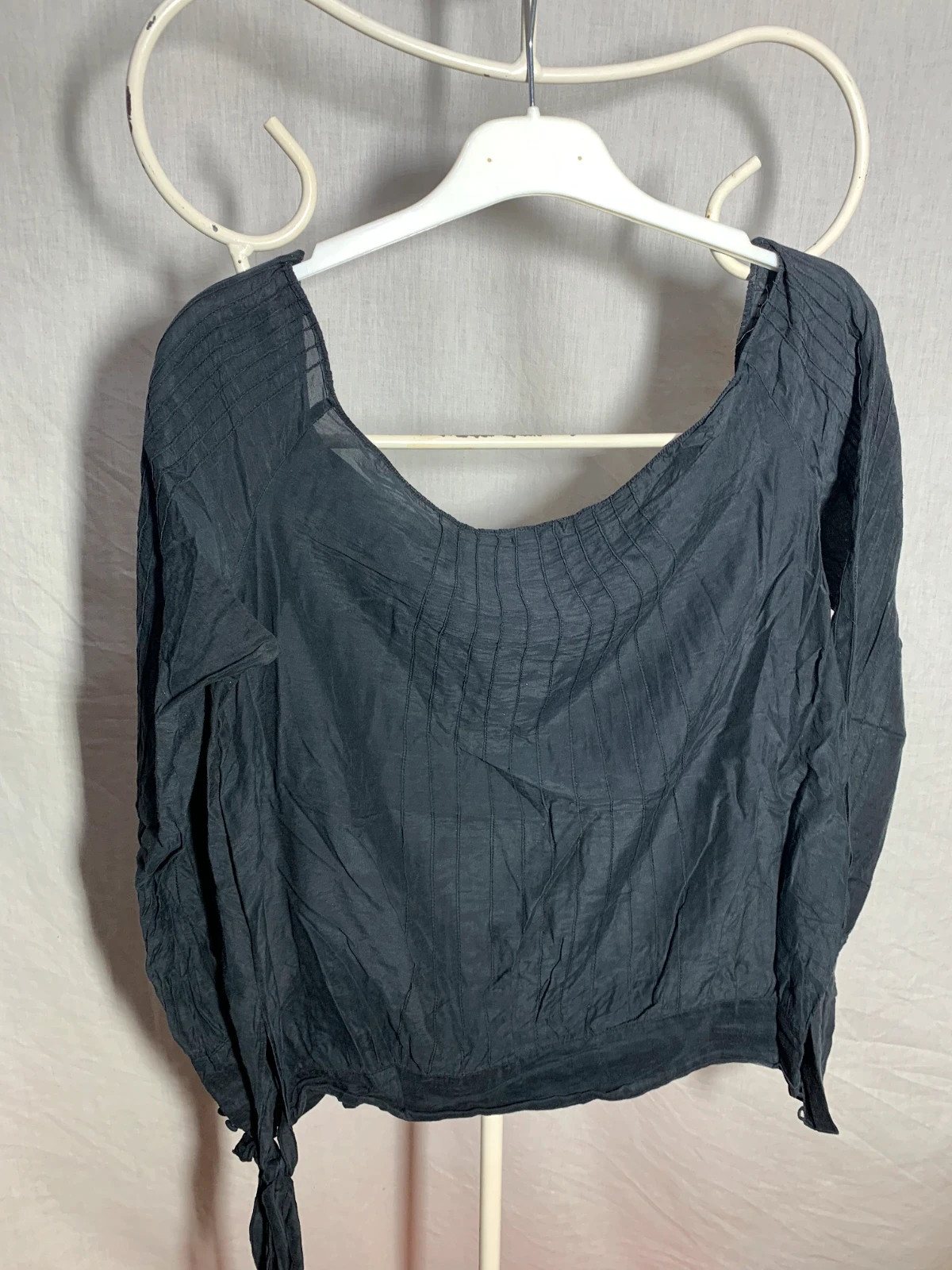 Blusa negra de seda y algodón | Black silk and cotton blouse | Benetton – United Colors of Benetton – taille S / 36 / 8 4