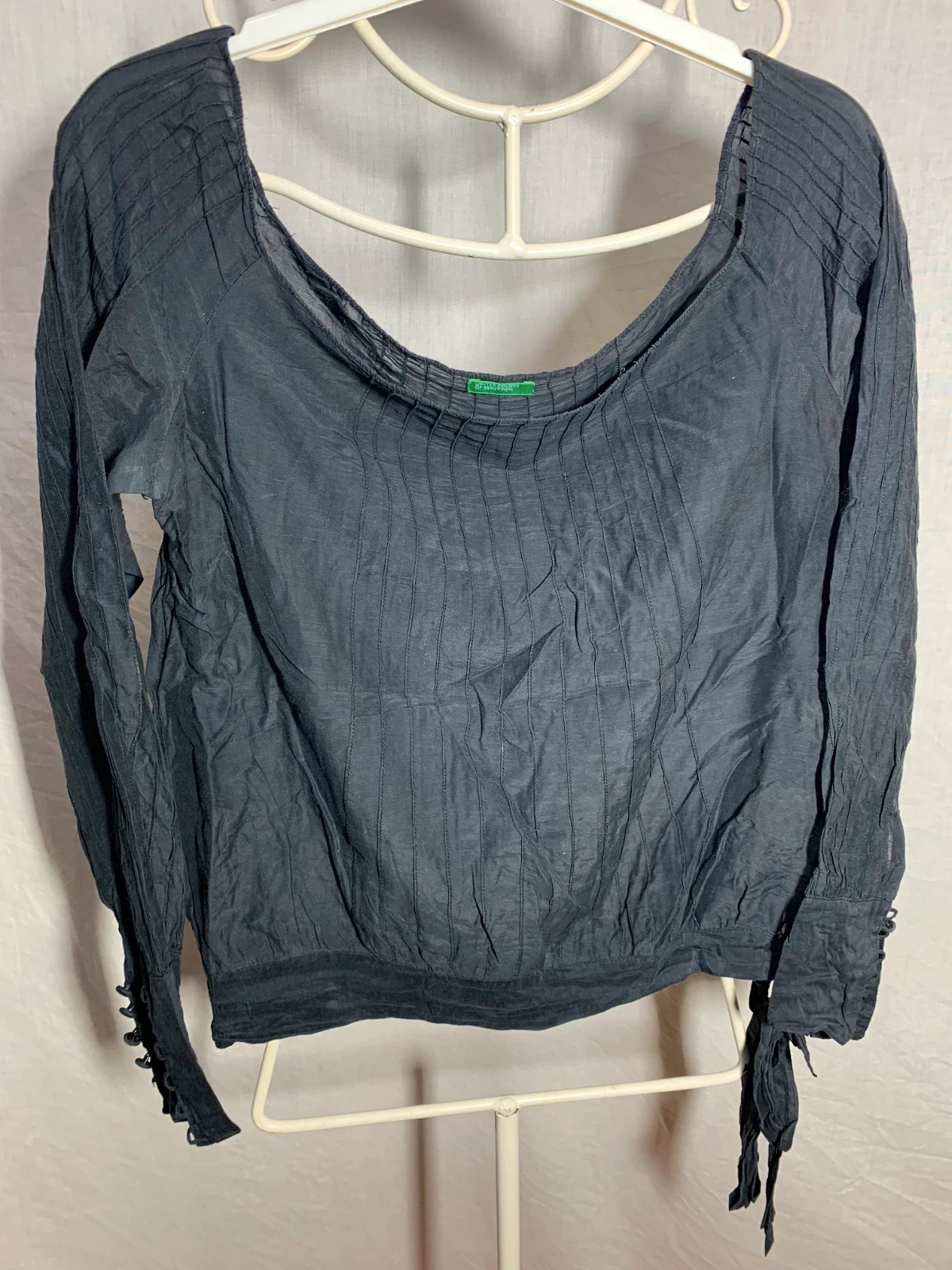 Blusa negra de seda y algodón | Black silk and cotton blouse | Benetton – United Colors of Benetton – taille S / 36 / 8 5