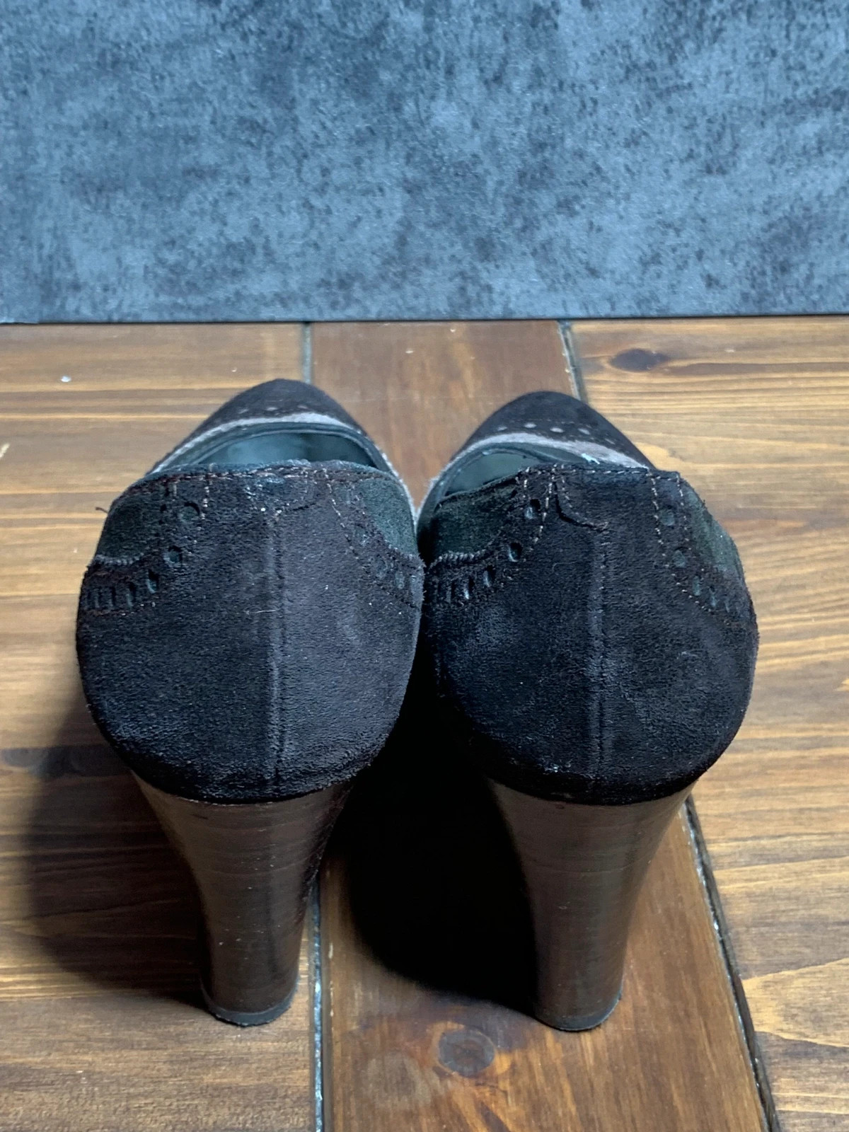 Zapatos tacón ante estilo Oxford | Oxford style suede heels – Vintage Dressing – taille 37 5