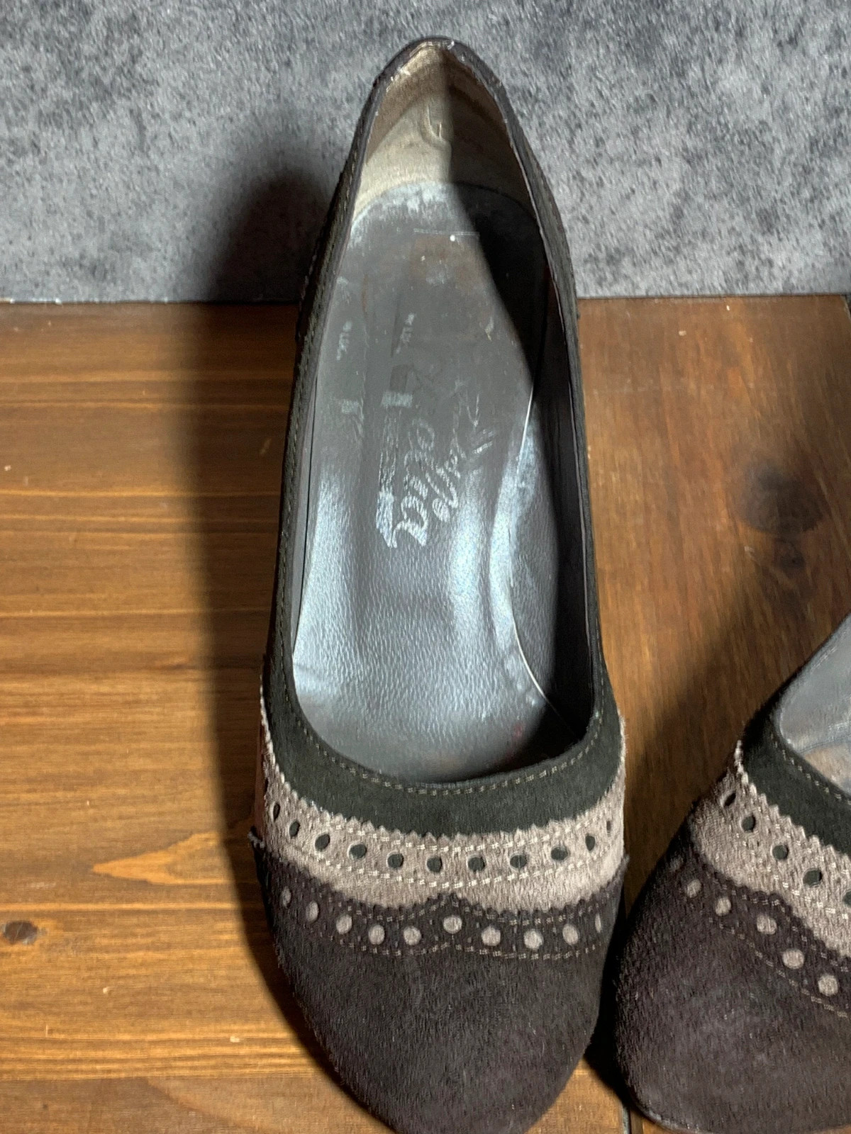 Zapatos tacón ante estilo Oxford | Oxford style suede heels – Vintage Dressing – taille 37 4