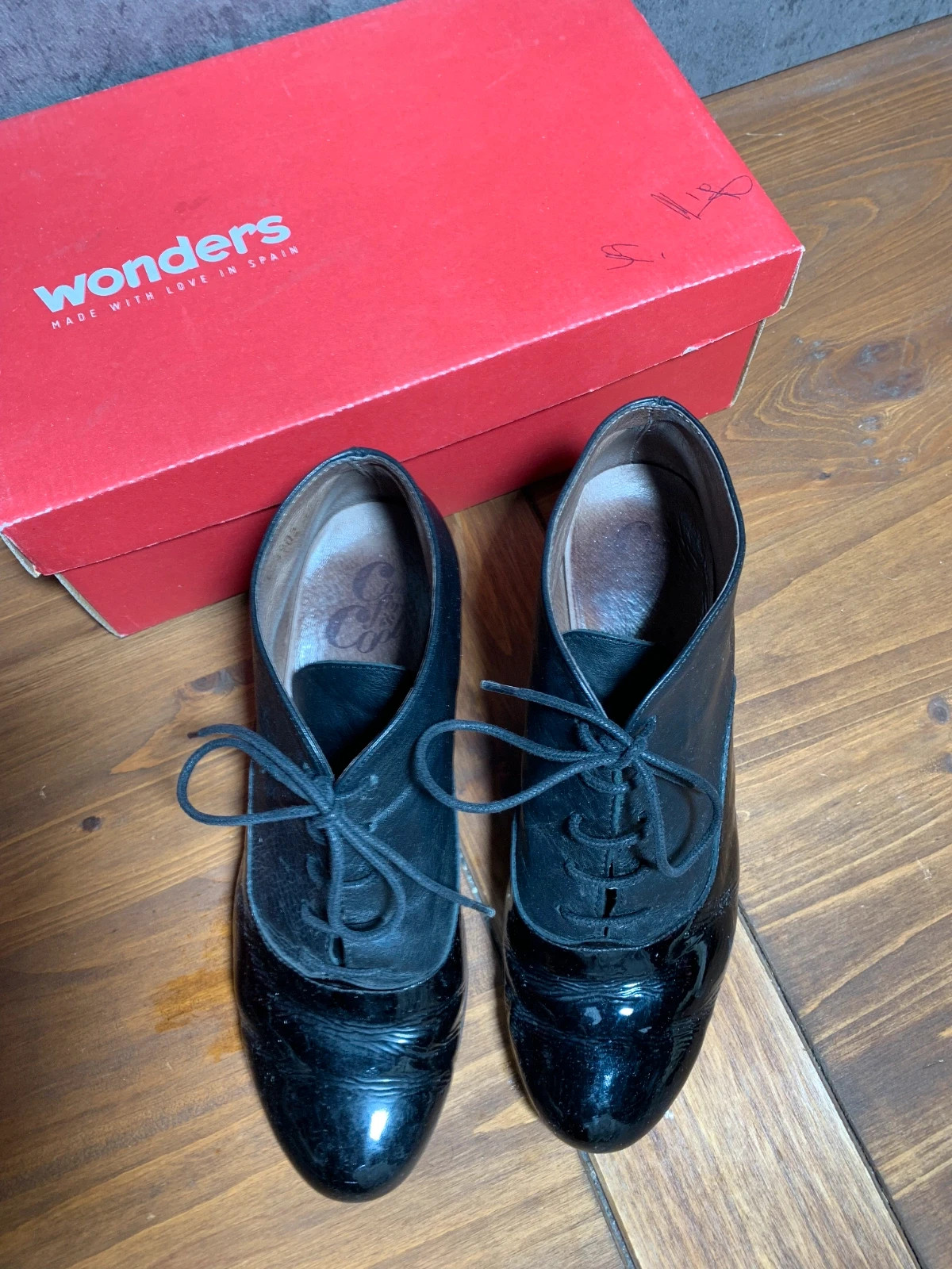 Botines de Piel Negros con Tacón | Black Leather Ankle Boots | Wonders – Wonders – taille 38 5