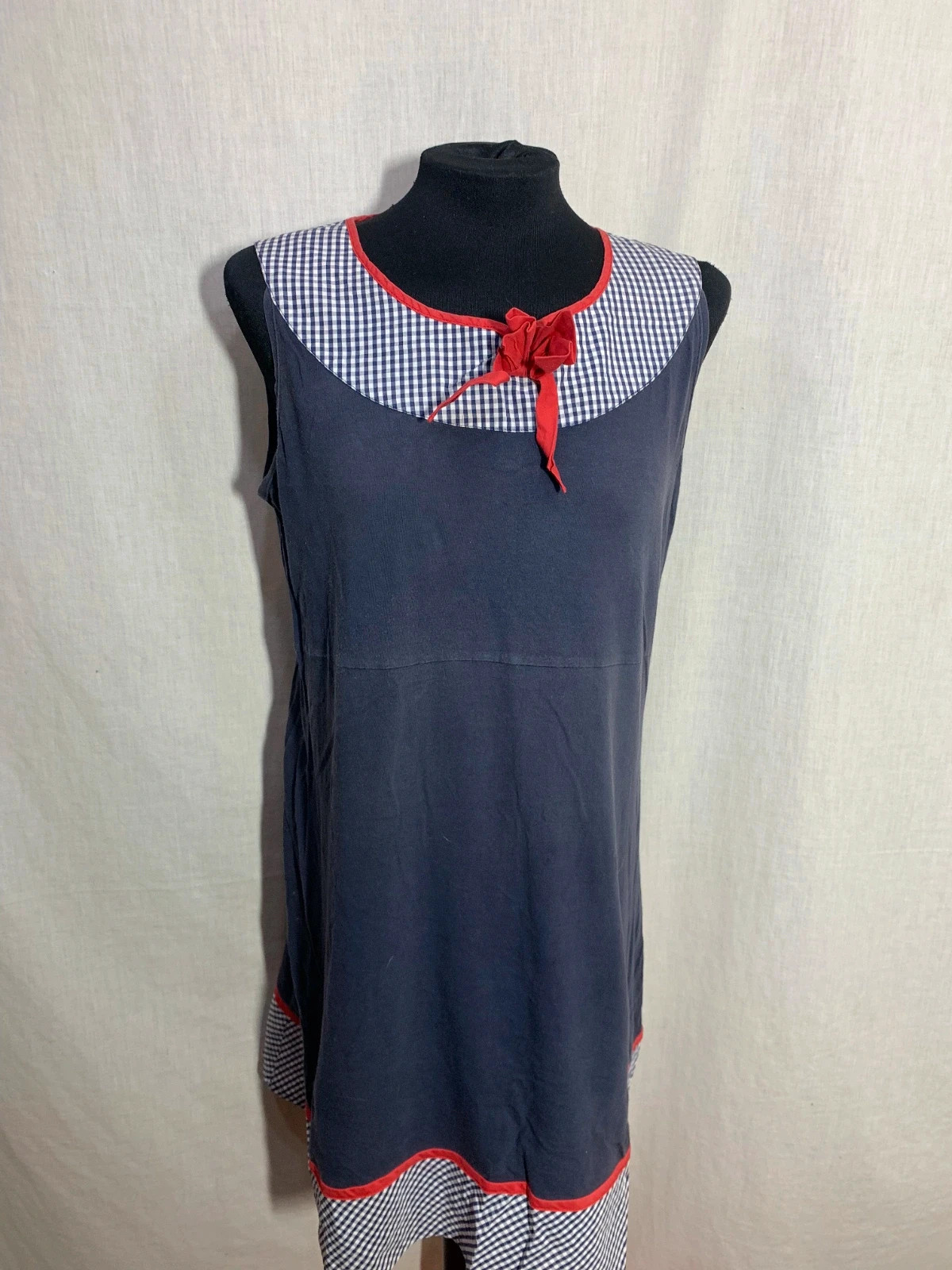 Vestido sin Mangas Estampado Vichy | Gingham Sleeveless Dress | Susana Pascual – Vintage Dressing – taille XXL / 44 / 16