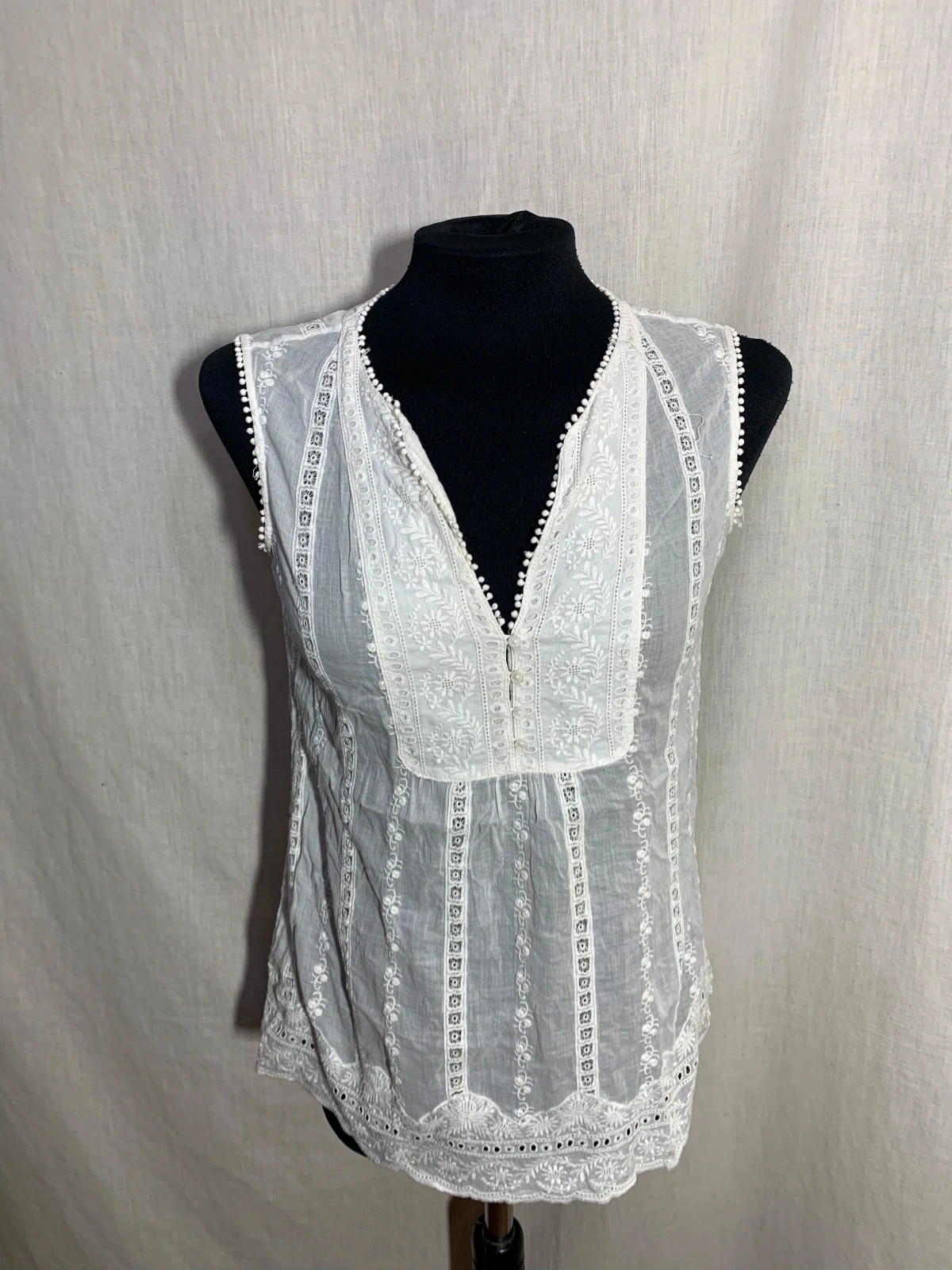 Blusa sin Mangas de Algodón con Bordados | Embroidered Cotton Sleeveless Blouse | Massimo Dutti – Massimo Dutti – taille M / 38 / 10 3