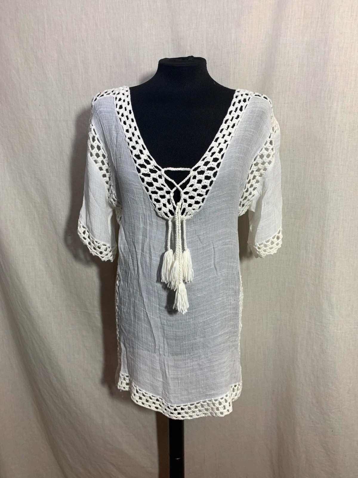 Vestido Playero Blanco con Crochet | White Crochet Beach Dress | Local – Generic – taille L / 40 / 12 2