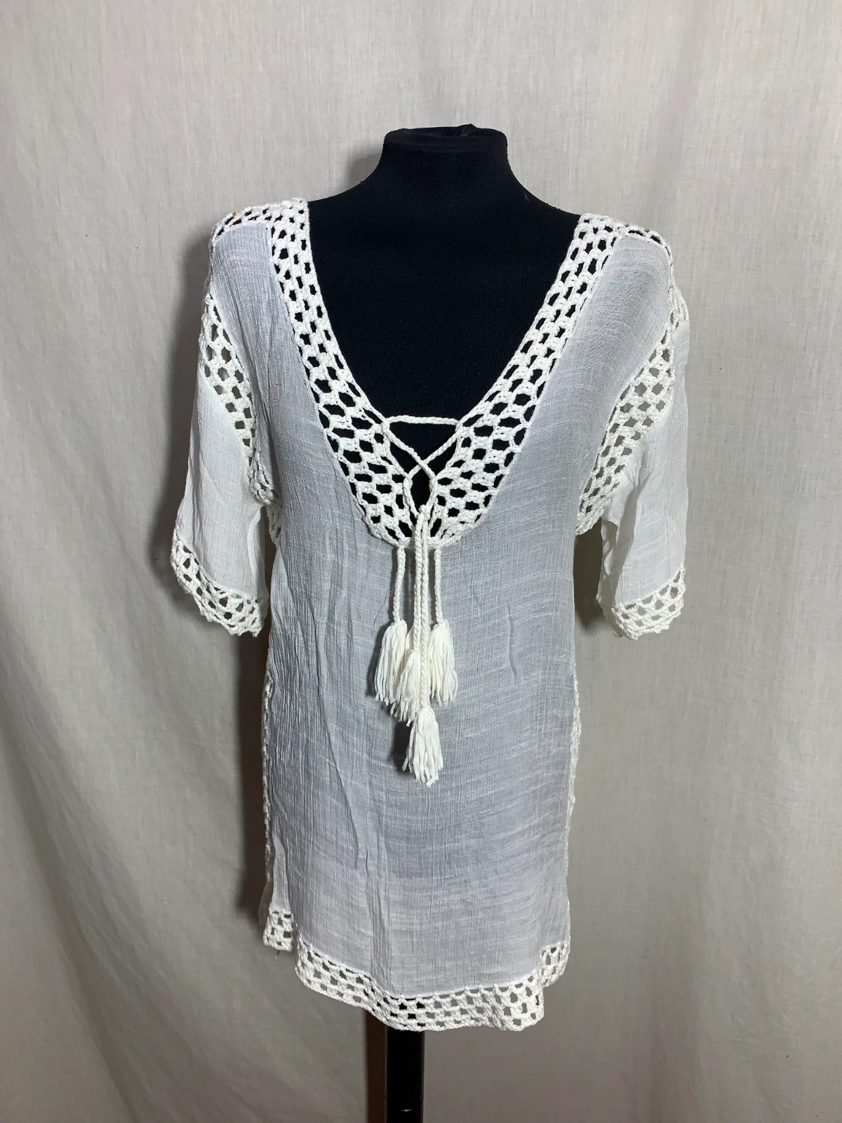 Vestido Playero Blanco con Crochet | White Crochet Beach Dress | Local – Generic – taille L / 40 / 12 4