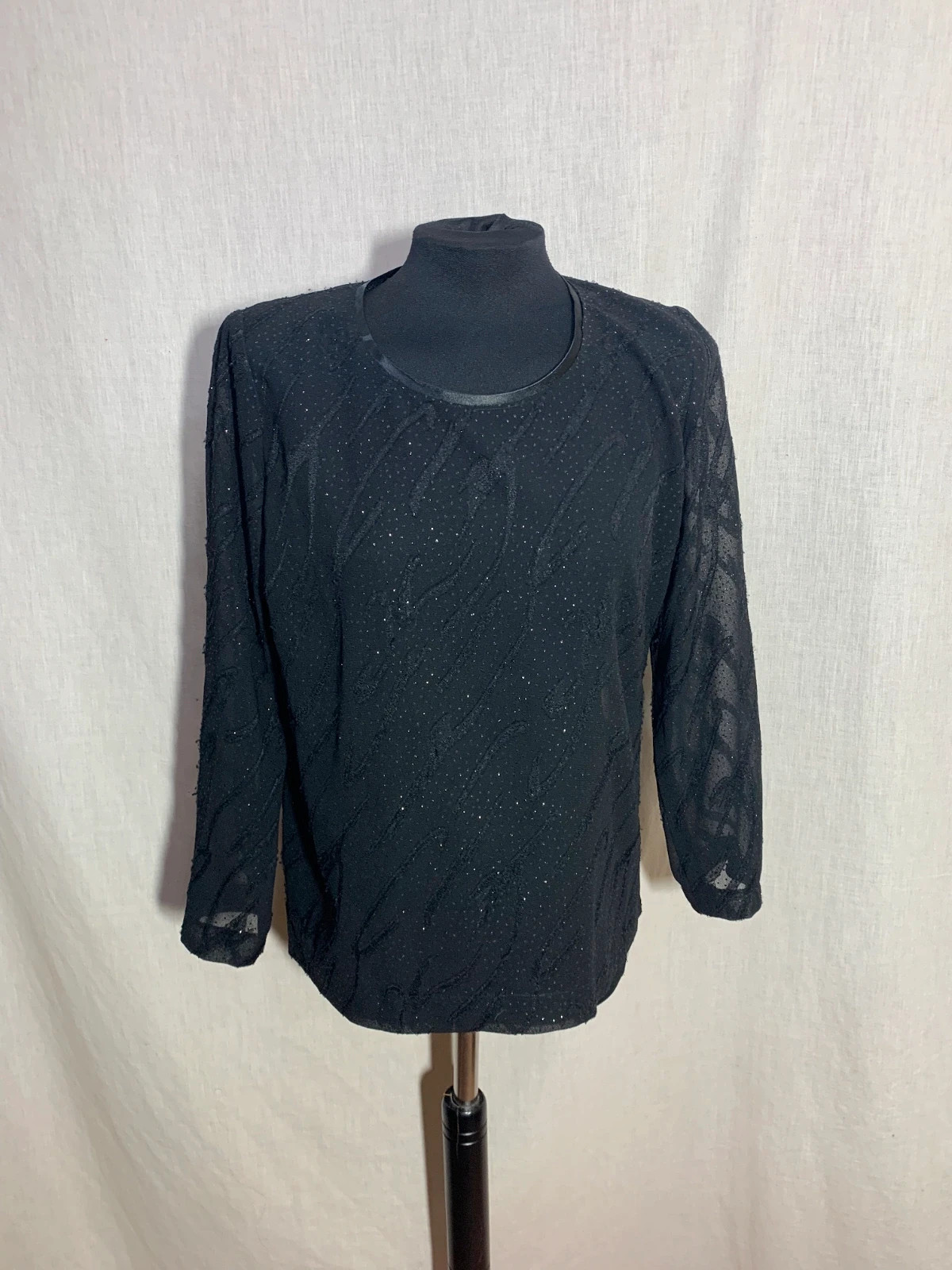 Blusa Negra con Brillo y Transparencias | Black Glitter Sheer Blouse – Blouse – taille M / 38 / 10 3