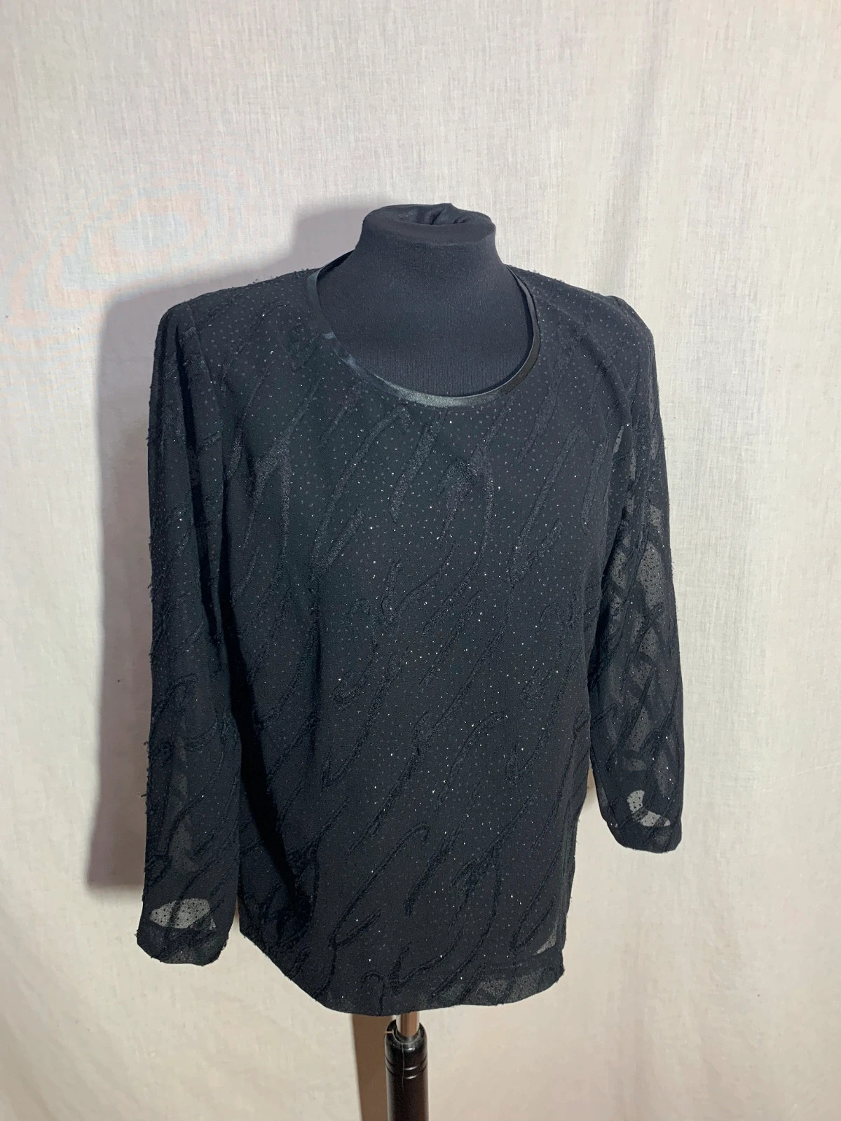 Blusa Negra con Brillo y Transparencias | Black Glitter Sheer Blouse – Blouse – taille M / 38 / 10 4