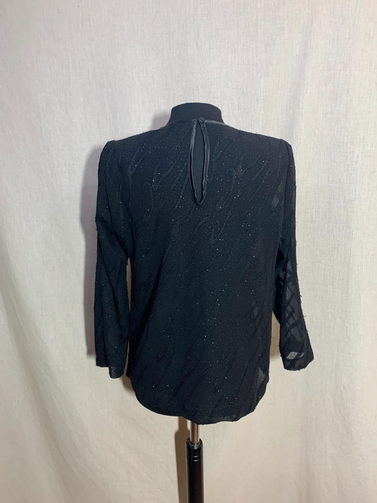Blusa Negra con Brillo y Transparencias | Black Glitter Sheer Blouse – Blouse – taille M / 38 / 10 2
